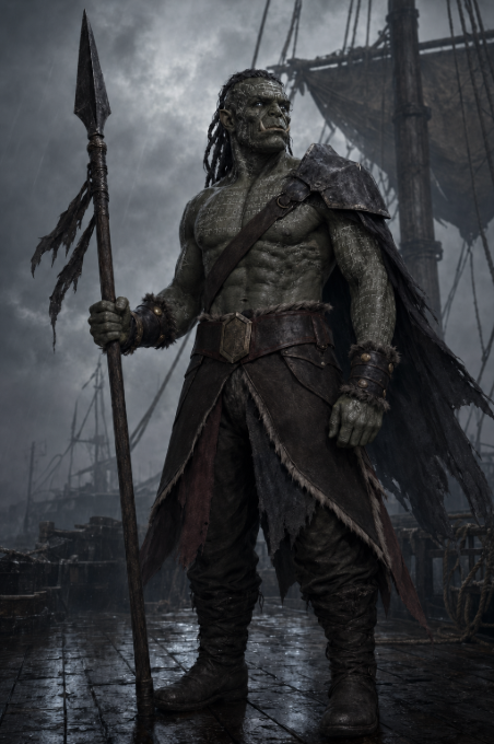 Planche concept art de l’Orc sous cinq angles